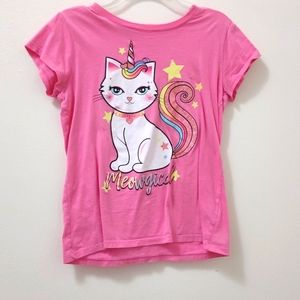 Pink cat short sleeve shirt